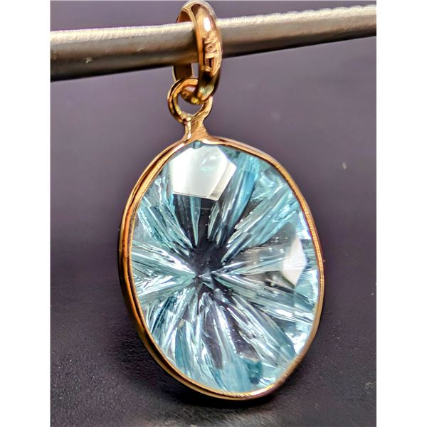 10K CAVED BLUE TOPAZ (4CT) PENDANT, SUGGESTED RETAIL VALUE $700