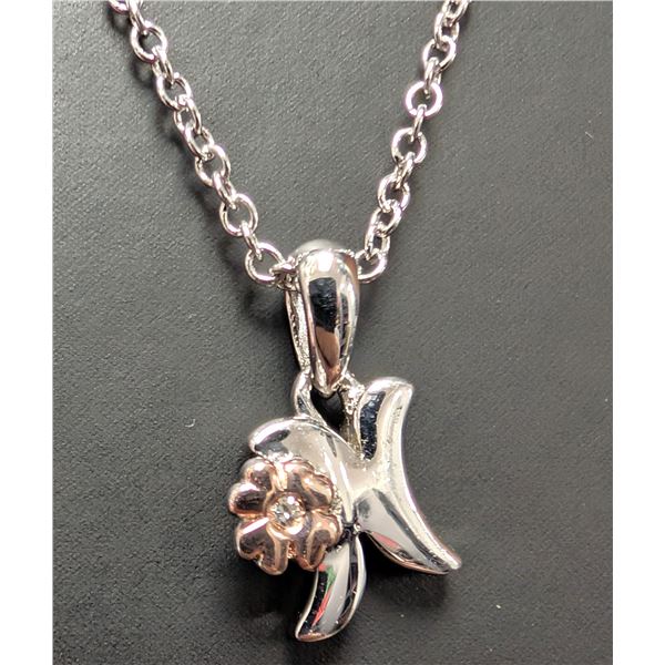 SILVER(1.15G), DIAMOND (0.01CT) NECKLACE 15", SUGGESTED RETAIL VALUE $650