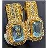 Image 1 : SILVER(5.04G), BLUE TOPAZ (3CT) EARRING, SUGGESTED RETAIL VALUE $400