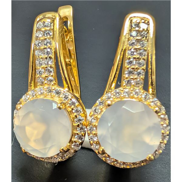 SILVER(4.83G), CHALCEDONY (APP 2CT) EARRING, SUGGESTED RETAIL VALUE $400