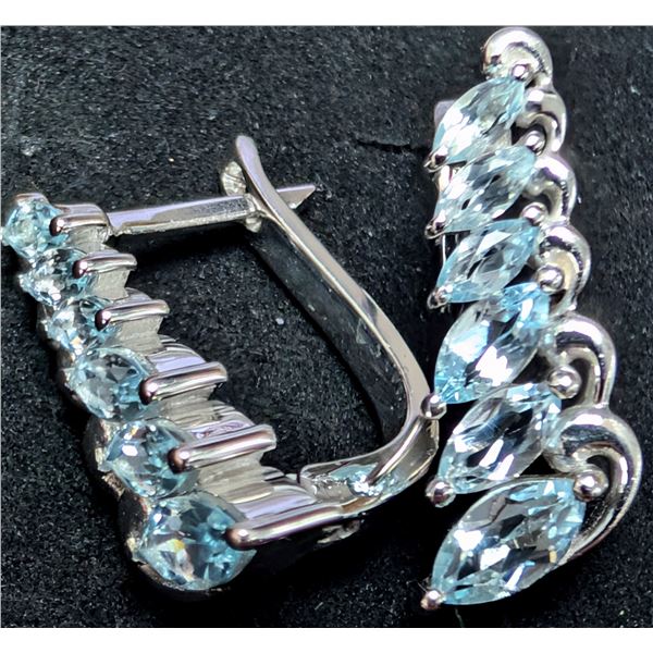 SILVER(5.06G), BLUE TOPAZ (APP 1.5CT) EARRING, SUGGESTED RETAIL VALUE $400