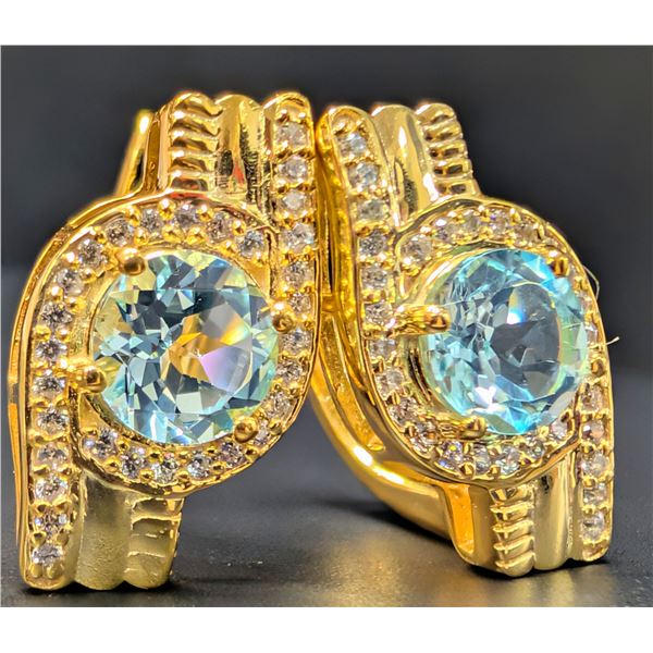SILVER(5.47G), BLUE TOPAZ (APP 2CT) EARRING, SUGGESTED RETAIL VALUE $400