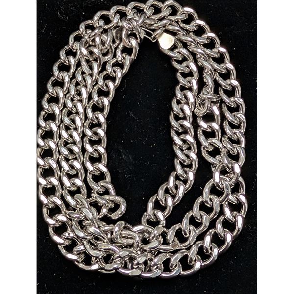 SILVER(15.15G), HOLLOW STYLE RHODIUM PLATED ITALIAN CHAIN 20", SUGGESTED RETAIL VALUE $380