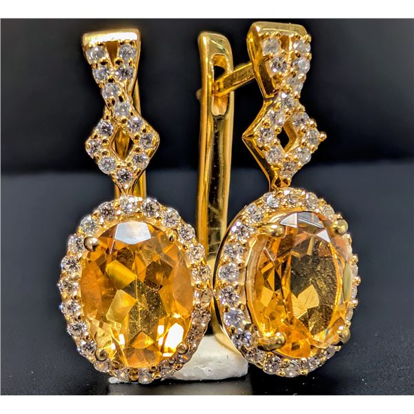 SILVER(4.5G), CITRINE (3CT) EARRING, SUGGESTED RETAIL VALUE $340