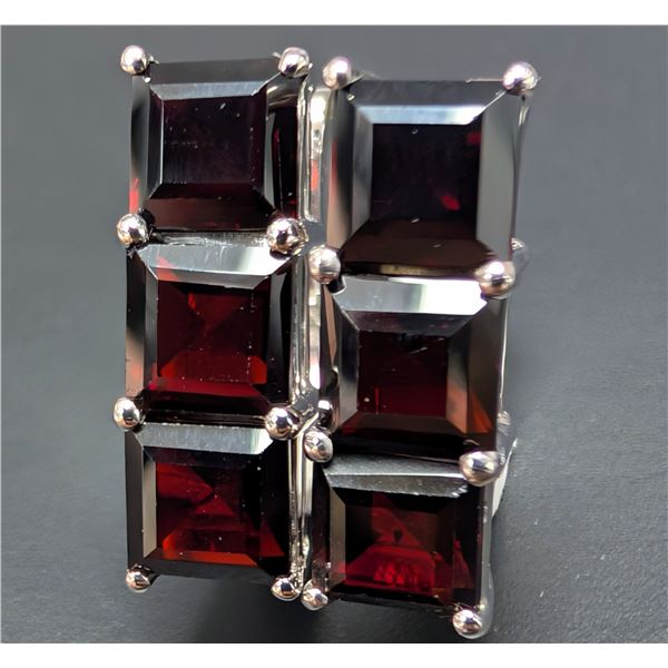SILVER(4.45G), GARNET (2.5CT) EARRING, SUGGESTED RETAIL VALUE $340