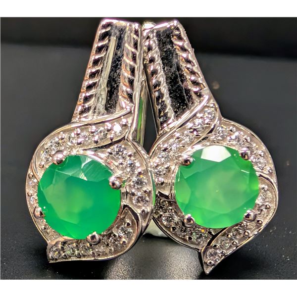 SILVER(4.6G), GREEN ONYX (APP 2CT) EARRING, SUGGESTED RETAIL VALUE $320