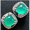 Image 1 : SILVER(3.97G), GREEN CHACELDONY (APP 2CT) EARRING, SUGGESTED RETAIL VALUE $320
