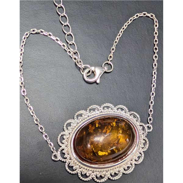 SILVER(4.9G), AMBER BRACELET 7.5", SUGGESTED RETAIL VALUE $300