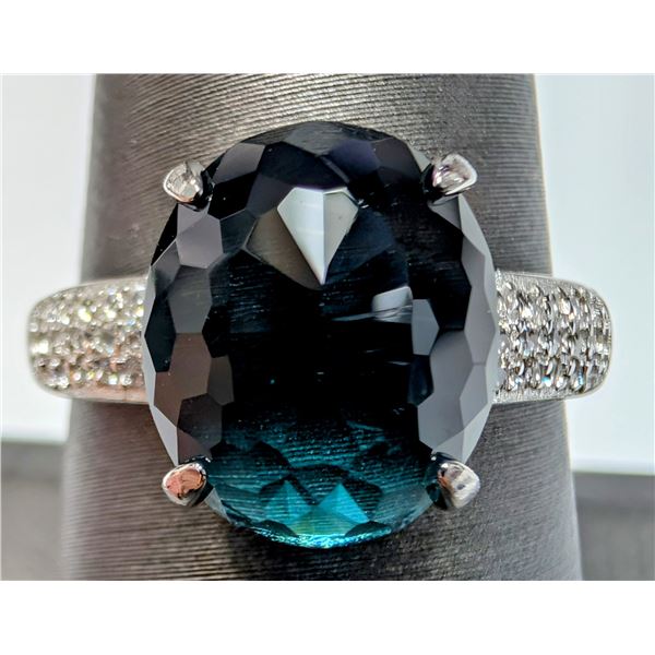 SILVER(3.98G), ROSE CUT BLUE CZ RING