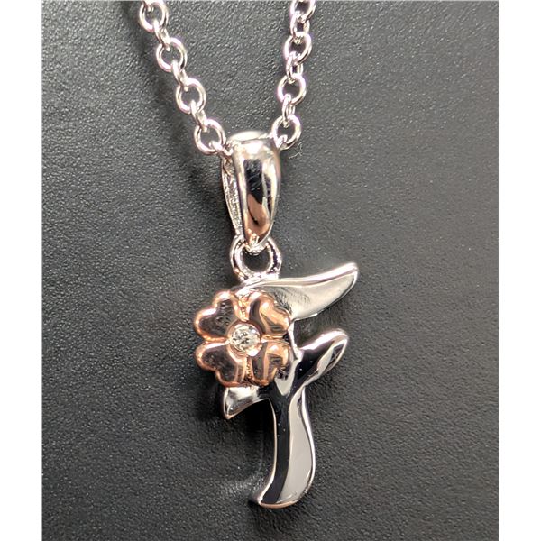 SILVER(2.36G), DIAMOND (0.01CT) NECKLACE 15"