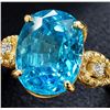 Image 2 : 10K(2.6G), BLUE ZIRCON (4.3CT), DIAMOND (0.03CT)RING, SIZE 7.5, APPRAISED INSURANCE VALUE $4500