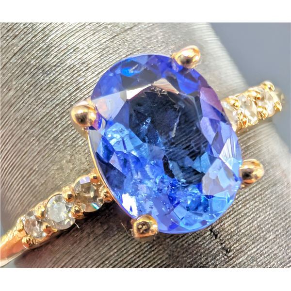10K(1.86G), TANZANITE (1CT), DIAMOND (0.06CT)RING, SIZE 5.5, APPRAISED INSURANCE VALUE $1500