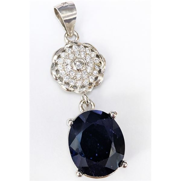 SILVER(4.6G), GENUINE SAPPHIRE (6CT) PENDANT, SUGGESTED RETAIL VALUE $600