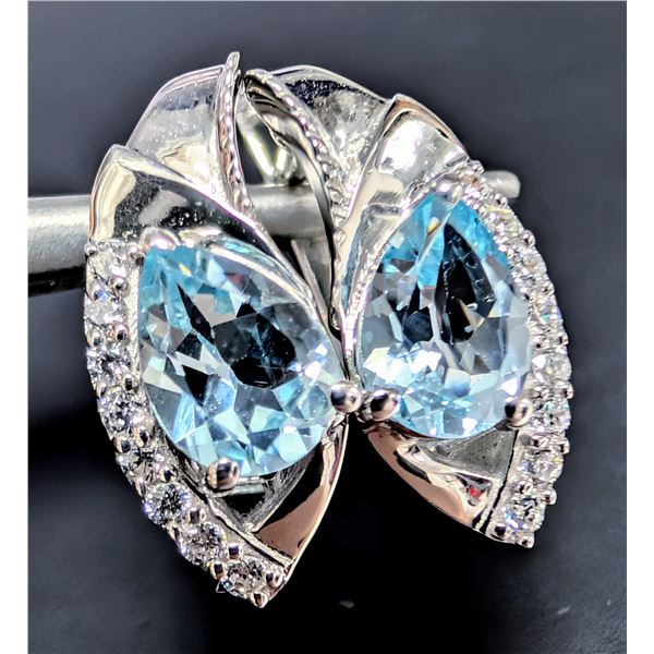 SILVER(3.84G), BLUE TOPAZ (APP 2CT) EARRING, SUGGESTED RETAIL VALUE $300