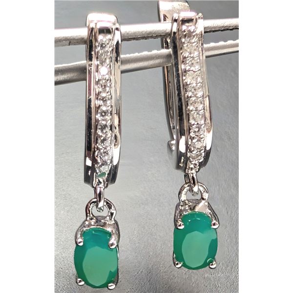 SILVER(3.67G), GREEN ONYX (APP 0.8CT) EARRING, SUGGESTED RETAIL VALUE $280