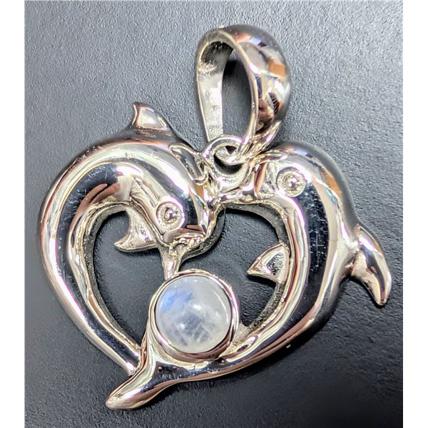 SILVER(3.34G), MOONSTONE HEART SHAPE (APP 0.5CT) PENDANT, SUGGESTED RETAIL VALUE $240