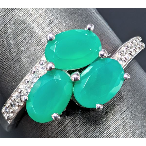 SILVER(2.39G), GREEN ONYX (APP 1.8CT) RING, SUGGESTED RETAIL VALUE $200
