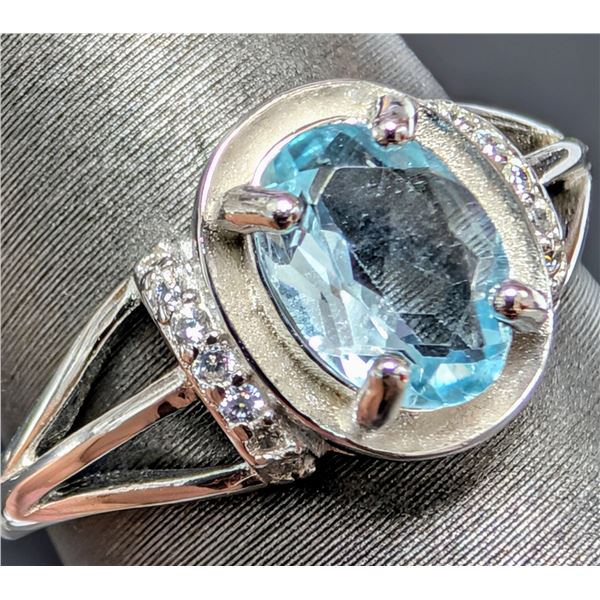 SILVER(2.62G), BLUE TOPAZ (1.5CT) RING, SUGGESTED RETAIL VALUE $200