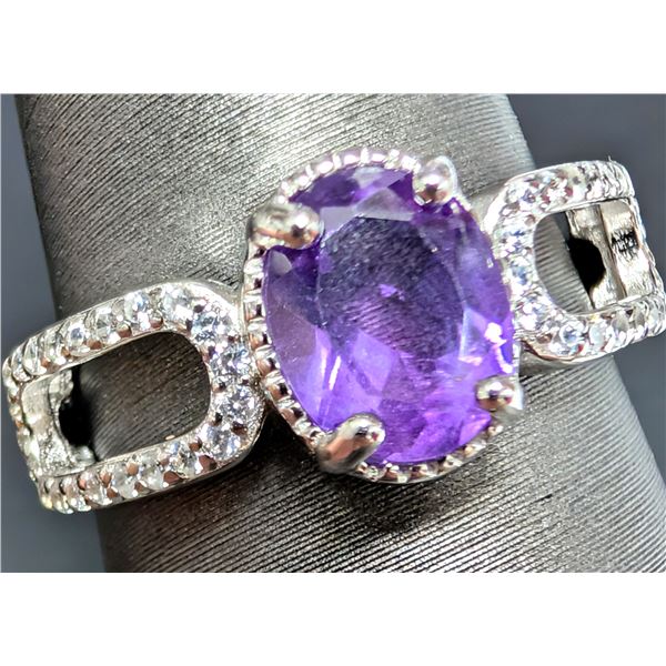 SILVER(2.62G), AMETHYST (1.5CT) RING, SUGGESTED RETAIL VALUE $200