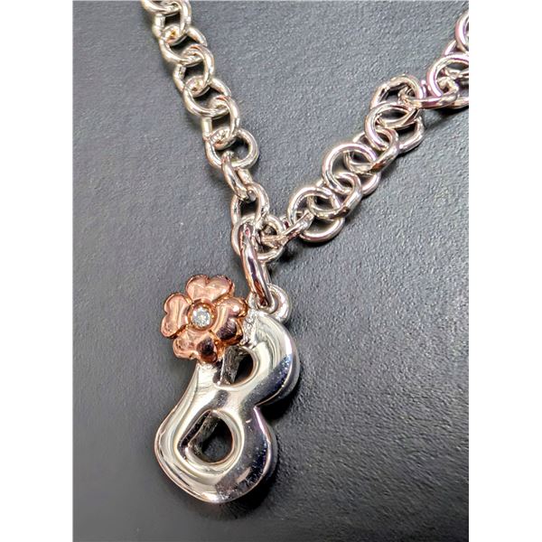 SILVER(3.66G), GENUINE DIAMOND (0.01CT) BRACELET 6"