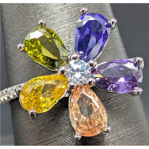 SILVER(3.28G), COLOR CZ RING