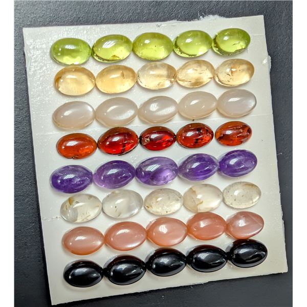 BLACK ONYX, PEACH MOONSTONE, GREY MOONSTONE, MOONSTONE, AMETHYST, GARNET, CITRINE AND PERIDOT