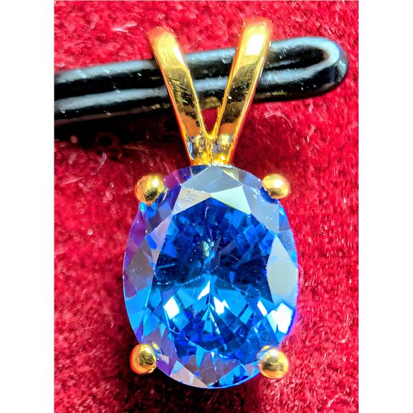 SILVER CREATED TANZANITE (1.5CT) PENDANT