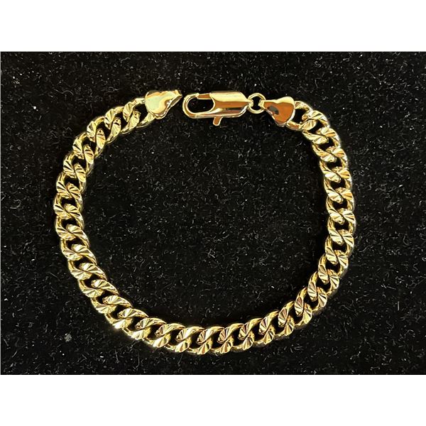 *NEW* 14K GOLD PLATED 7.5MM CUBAN LINK BRACELET: 8" LONG