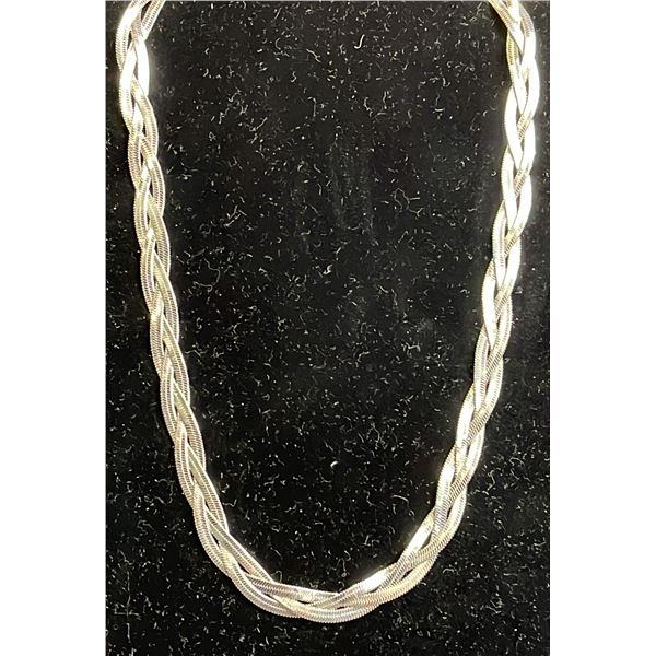 *NEW* PLATINUM PLATED 7.5MM TRIPLE TWISTED SERPENTINE NECKLACE: ADJUSTABLE 18"-19.5" LONG