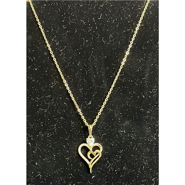 *NEW* 14K GOLD PLATED 0.5 CT HEART CUT SIMULATED DIAMOND (CZ) HEART NECKLACE: 16"-18" LONG