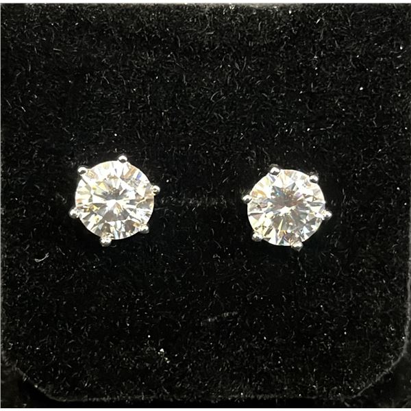 *NEW* ,925 SILVER MOISSANITE LAB DIAMOND STUD EARRINGS: 2 CT EACH