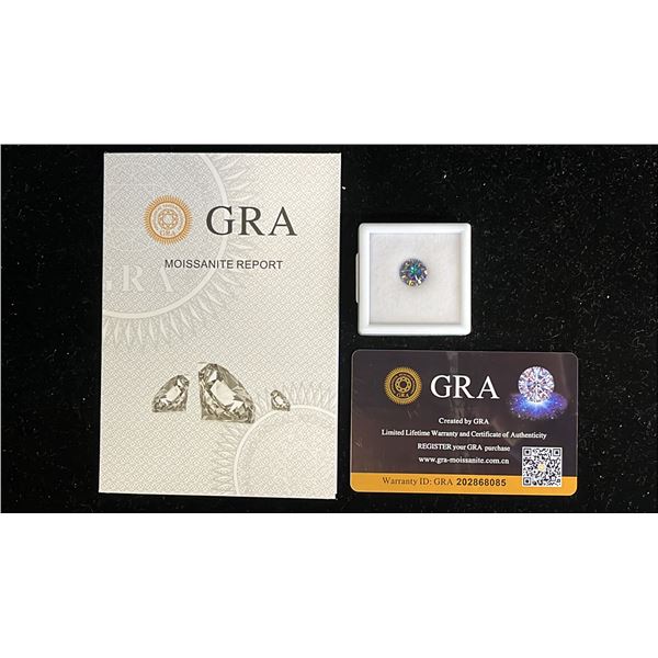*NEW* 4CT RAINBOW BLUE MOISSANITE LAB DIAMOND: ROUND, BRILLIANT CUT - VVS1, GRA REPORT