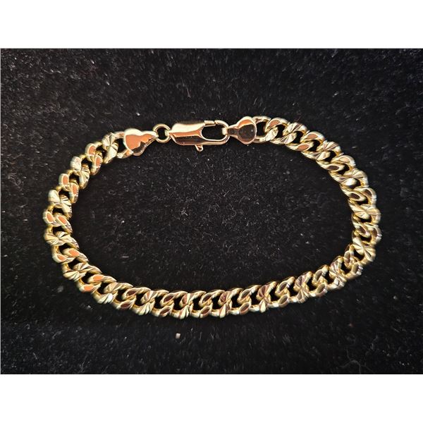*NEW* 14K GOLD PLATED 7.5MM CUBAN LINK BRACELET: 8" LONG