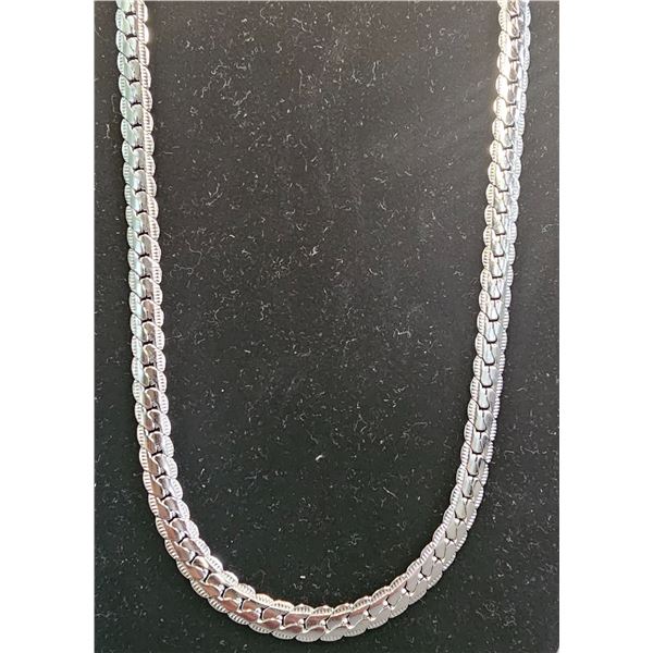 *NEW* PLATINUM PLATED 7.5MM TRIPLE TWISTED SERPENTINE NECKLACE: 23.5" LONG