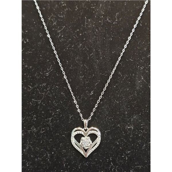 *NEW* STERLING SILVER .3 CT SIMULATED DIAMOND (CZ) DOUBLE HEART NECKLACE: 16"-18" LONG