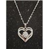 Image 2 : *NEW* STERLING SILVER .3 CT SIMULATED DIAMOND (CZ) DOUBLE HEART NECKLACE: 16"-18" LONG