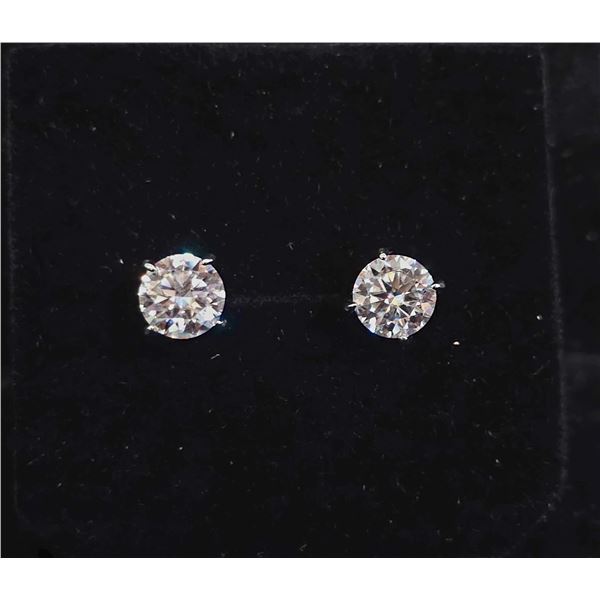 *NEW* .925 SILVER MOISSANITE LAB DIAMOND STUD EARRINGS: 1 CT EACH