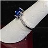 Image 2 : *NEW* PLATINUM PLATED 2CT CUSHION CUT BLUE SIMULATED DIAMOND (CZ) CHANNEL RING: SIZE 7