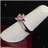 Image 2 : *NEW* PLATINUM PLATED 1 CT HEART CUT PINK SIMULATED DIAMOND (CZ) DOUBLE HEART RING: SIZE 7