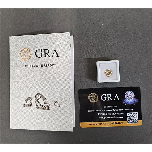 *NEW8 4CT CHAMPAGNE MOISSANITE LAB DIAMOND: ROUND BRILLIANT CUT - VVS1 - GRA REPORT