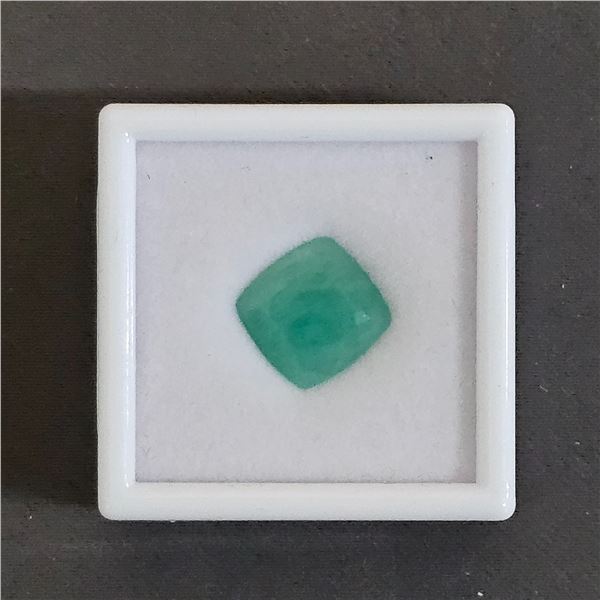 *NEW* 6.1CT CUSHION CUT NATURAL EMERALD: UNTREATED (13MM X 12.7MM)