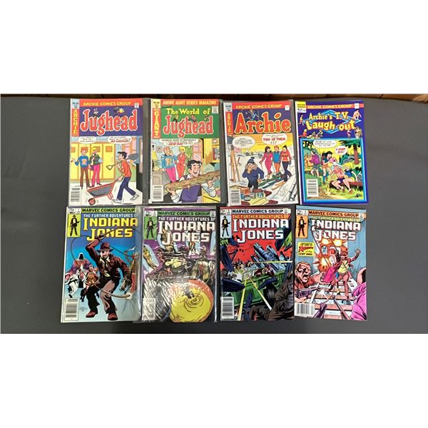 (4) ASSORTED VINTAGE ARCHIE SERIES COMICS & (4) ASSORTED VINTAGE INDIANA JONES COMIC BOOKS