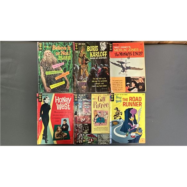 (6) ASSORTED VINTAGE GOLD KEY COMICS: RIPLEY'S BELIEVE IT OR NOT, HONEY WEST, MONKEY'S UNCLE & MORE