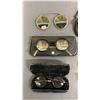 Image 2 : (5) PAIRS OF VINTAGE EYEGLASSES & VINTAGE CLIP ON SUNGLASSES