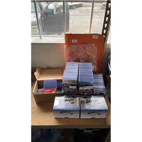 9-POCKET BINDER PAGES, 3"X4" TOD LOAD CARD SLEEVES & (2) MVP HOCKEY CARD SETS