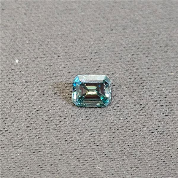 1,2 CT EMERALD CUT TEAL MOISSANITE LAB DIAMOND