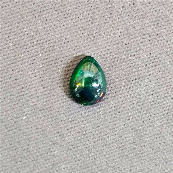 2.10 CT PEAR CABOCHON FANCY BLACK OPAL: 11.9MM X 8.7MM X 4.9MM