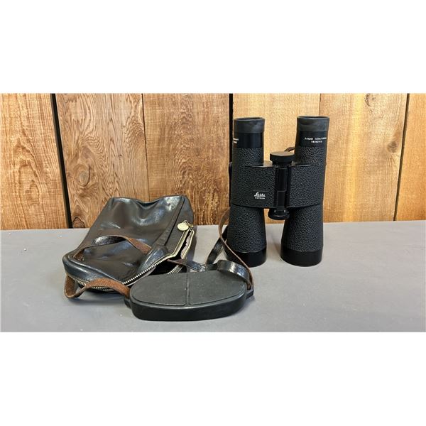 VINTAGE LEITZ WETZLAR 7X42B 140M/1000M BINOCULARS WITH LEATHER CASE