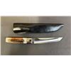 Image 1 : 7" TAYLOR/SETO 440 STAINLESS STEEL HUNTING KNIFE WITH LEATHER SHEATH