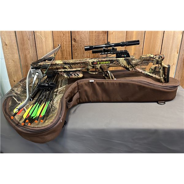 PSE FANG CROSSBOW WITH SCOPE, QUIVER & PADDED CASE